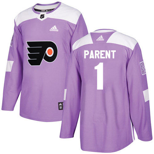 Adidas Flyers #1 Bernie Parent Purple Authentic Fights Cancer Stitched NHL Jersey